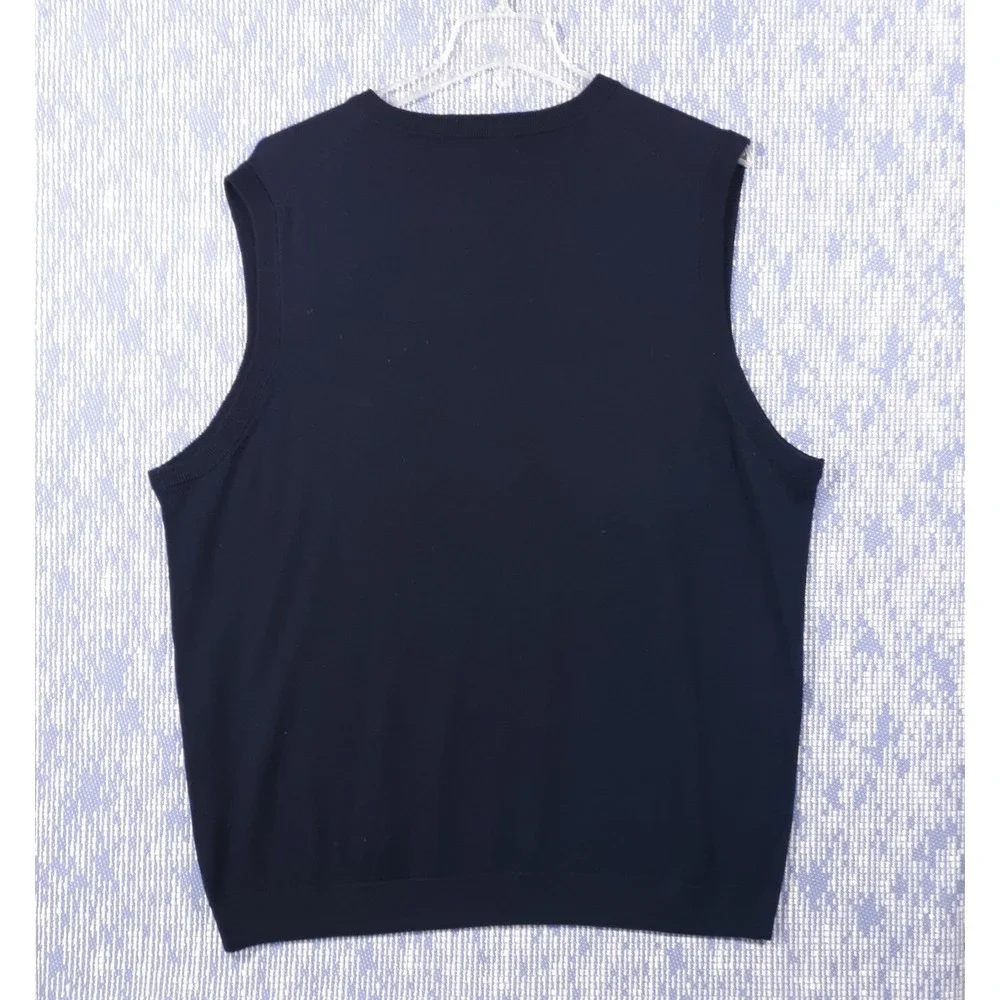 Hart Schaffner Marx Sweater Vest Merino Wool Mens 2XL Tall Knit Blue V-Neck